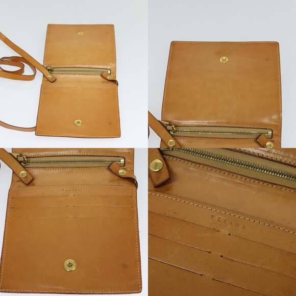 CELINE C Macadam Canvas Shoulder Bag Leather Brown Gold - Picture 11 of 12